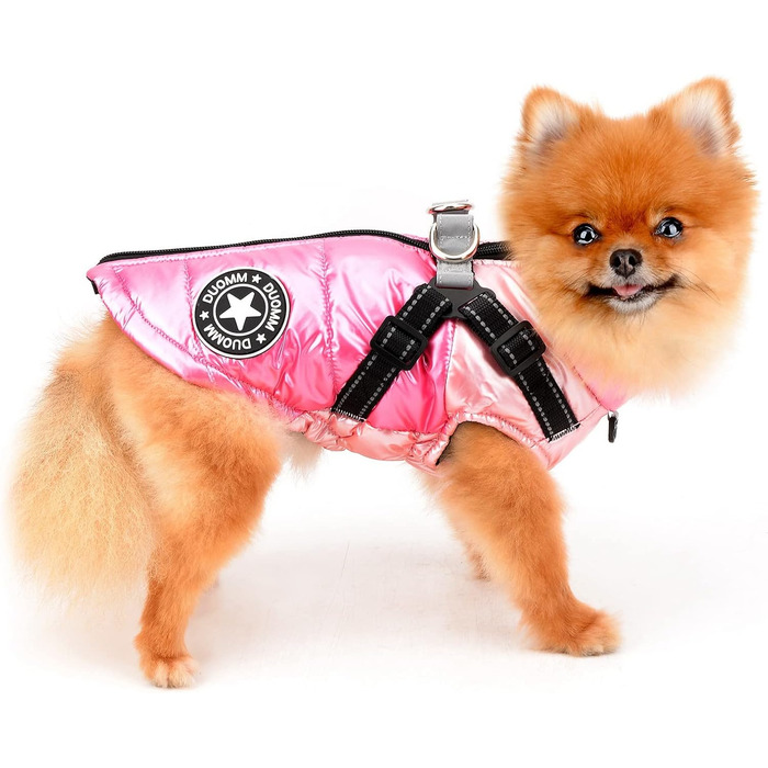 Водонепроникна зимова куртка для собак та котів SALLLEE LUCKY STORE з кільцем D, рожева, XL