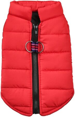 Теплий жилет для собак на осінь та зиму: м'яка та зручна куртка для чихуахуа, мопса, французького бульдога, лабрадора. Вітро- та водонепроникний жилет для собак, червоний, розмір L