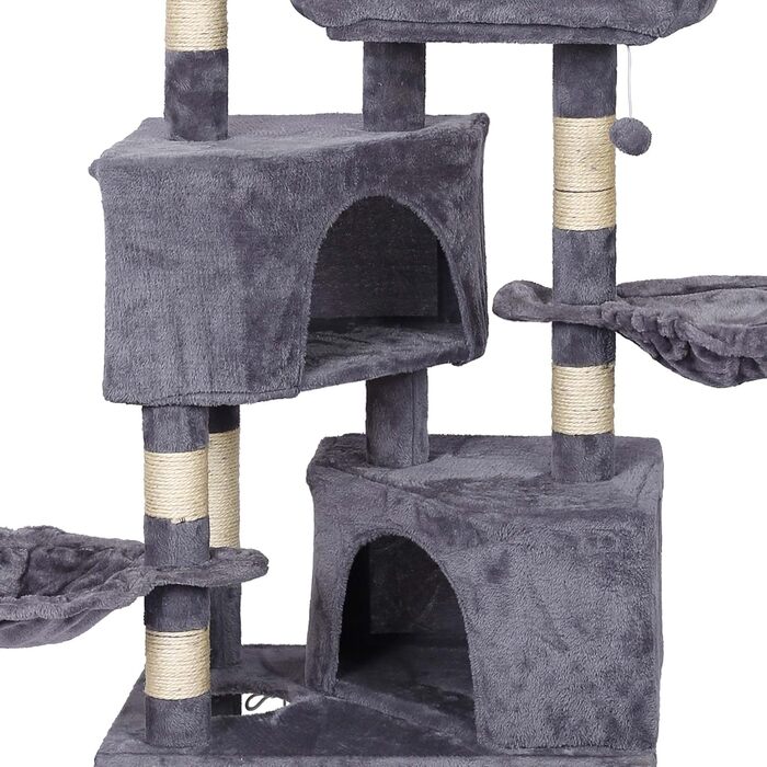 Дряпка для котів Wiltec сірого кольору з мотивом лапок 145 см: дряпка, платформа, будиночок, гамак, кліматичний комплекс для котів