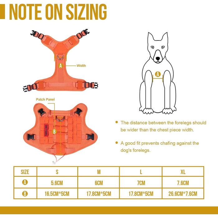 Тактичне обіднє для собак OneTigris Fire Watcher 2.0 з міцною металевою застібкою, ручкою, система кріплення OLLE-Klettsyste (L, Помаранчевий)