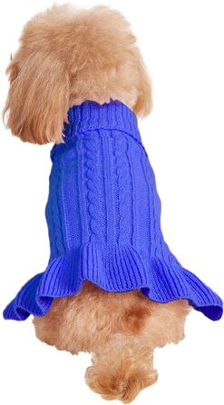 Теплий зручний пуловер для собак, розмір M, акрил, роговий комір, для собак маленьких та великих порід, 5,9–7,3 кг, темно-синій