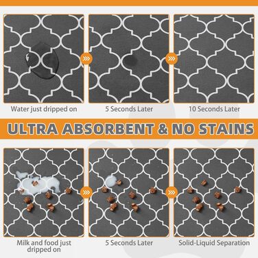 Килимок для годування собак Kooltail, швидковисихаючий, водонепроникний, з гумовою основою, розмір 12'x20' (1 шт.), принт 'Клевер'
