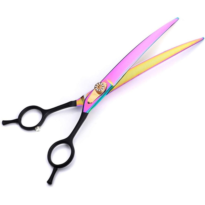 Професійна ножиця для стрижки собак Profi Hunde Haarschere, 8.0 дюймів, ефілююча ножиця, вигнута ножиця, гребінець для грумінгу, фіолетовий колір