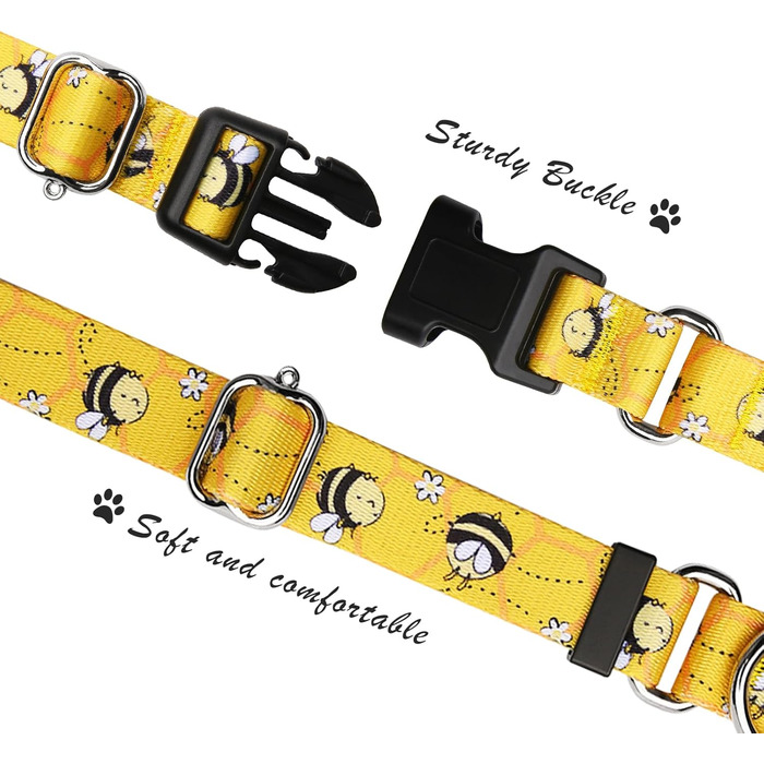 Нашийник для собак Hikiko Martingale, класичний, для малих, середніх та великих собак, міцний, надійний, розмір L (Жовта бджола, Small)