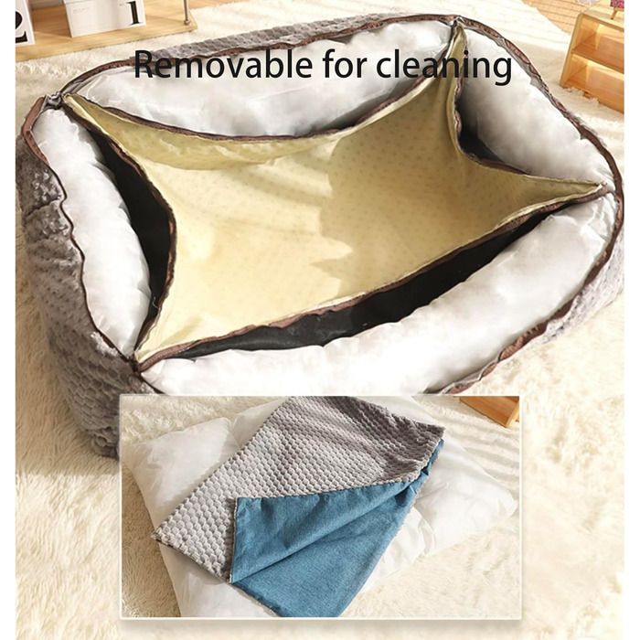 Ортопедичний лежак для собак великих порід, заспокійливий, теплий, м'який, знімний чохол, антиковзаюча підкладка (90 x 70 x 35 см)