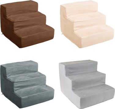 Сходинки для собак Petmaker: 4 сходинки для ліжка/дивану, антиковзка підставка, щільний пінополіуретан, знімна та пральна оббивка, для котів та собак (30 см, 3 сходинки)