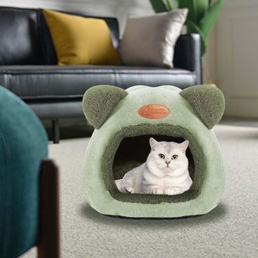 Кішка-будиночок: зручне ліжко-хатинка для котів середніх розмірів (зелене)