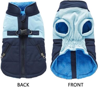 Зимовий теплий пуховик для собак Waerdichter Outdoor, для малих та середніх собак, з світловідбиваючими смугами та отвором для повідка (BLAU, S)