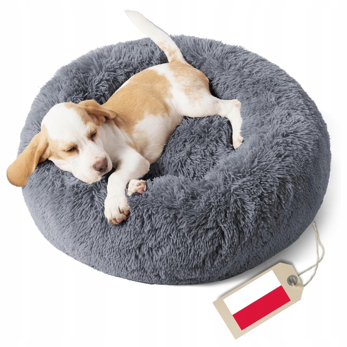 Плюшева лежанка для собак, сіра, 80 x 80 см