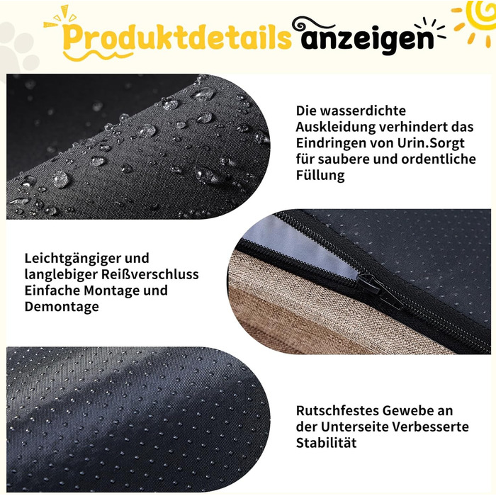 Ортопедичне ліжко для собак середніх та великих порід 109x84x21 см, високощільна губка, знімний водонепроникний чохол, комфортне, антиковзаюче (Хакі, XL)
