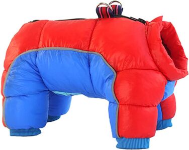 Зимові куртки та мантлі для собак: тепла бавовняна куртка для маленьких собак (M, червоний, синій)