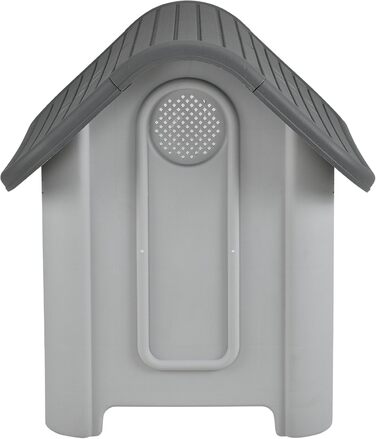 Будка для собак [en.casa] з даховим люком, 75x59x66 см, сіро-чорна, пластикова, укриття для домашніх тварин