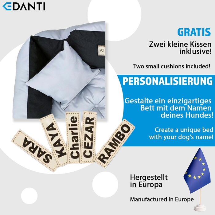 Персоналізоване ліжко-подушка для собак та котів з іменем, L-XL, 75x65 см, світло-сірий колір