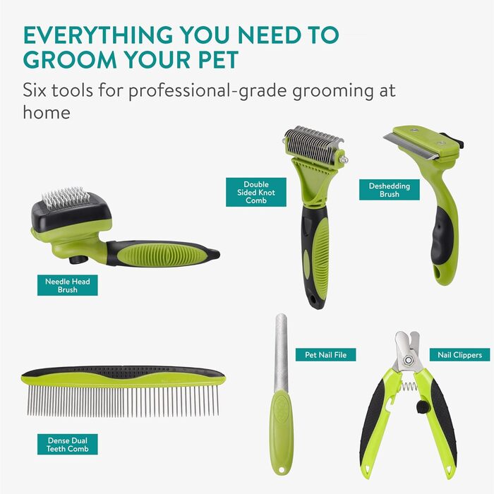 Набір для догляду за домашніми тваринами Navaris Premium (6 шт.) - щітка для котів та собак, точилка для кігтів для собак та котів