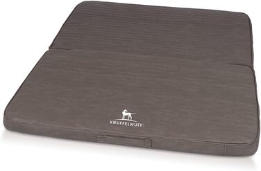 Килимок для собак Knuffelwuff Roanoke: ортопедичний, знімний, 100 x 80 см, з лазерного стібка, з штучної шкіри, для великих, середніх та малих собак (Колір: Браун-сірий)
