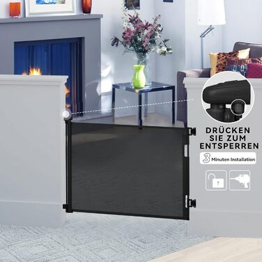 Захист для сходів Hawthyhome: розтяжне дитяче та для тварин (140см, Чорний)