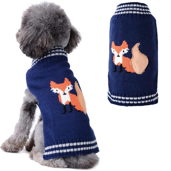 Пуловер для собак на Новий Рік, костюм для домашніх тварин, теплий зимовий пуловер, в'язана одяг для собак, котів та цуценят, XL, Marinefuchs (Морський лис)