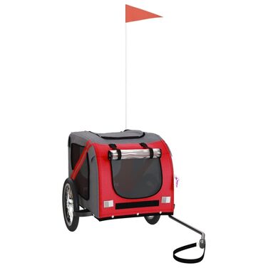 Візок для собак Hundebuggy, фарбований у червоний та сірий колір, з оксфордської тканини та металу, для маленьких собак та котів