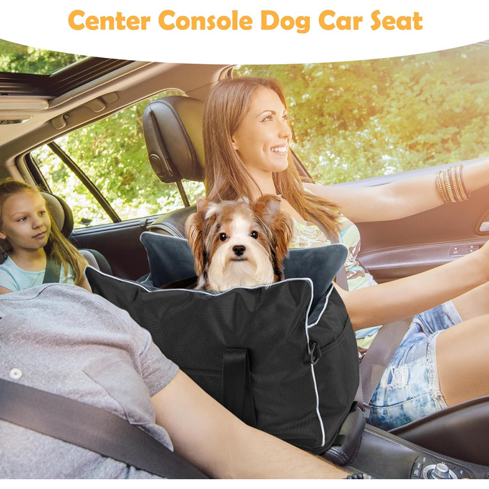 Автокрісло для собак та котів, середньорозмірне, знімний, миючий, з хутром, для цуценят, м'яке та тепле, S (Чорний, Маленький)