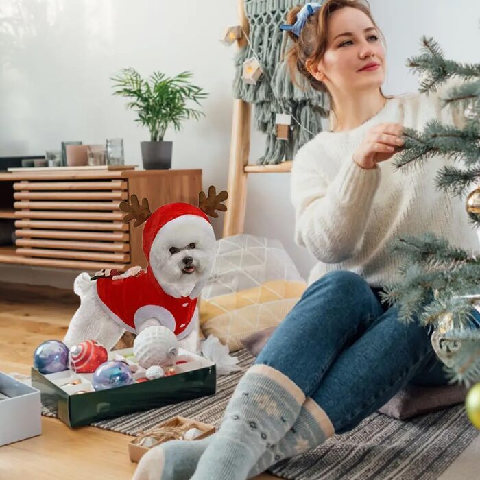Теплий новорічний пуловер для собак з ролетним коміром (L, X-Large)