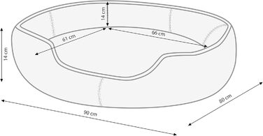 Килимок для собак та котів Dehner Lieblinge Sammy, овальний, 90 x 80 x 14 см, поліестер, бежевий