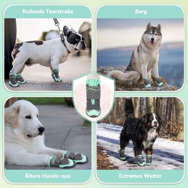 Чоботи для собак, захист лап, 2 шт. Дихаючі чоботи для собак з неслизькою підошвою та світловідбиваючим кріпленням для маленьких, середніх та великих собак, для спорту на відкритому повітрі (Чорний, розмір 8)