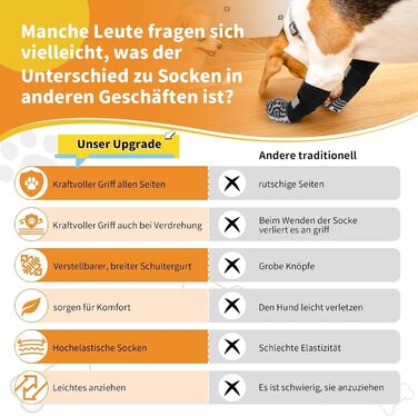 Шкарпетки для собак з антиковзаючою поверхнею та регульованими ремінцями для захисту лап на твердих підлогах (чорний, L-2.0)