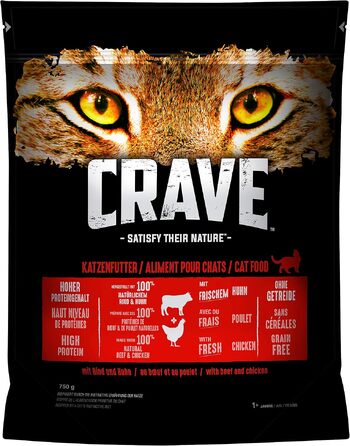 Сухий корм для дорослих котів Crave з індиком та куркою, беззерновий преміум-корм з високим вмістом протеїну, 6х750г (4.5 кг)