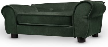 Диван-ліжко для собак і котів MG Design, зелений велюр, з підлокітниками та спинкою, міцний декоративний диван для дрібних і середніх тварин