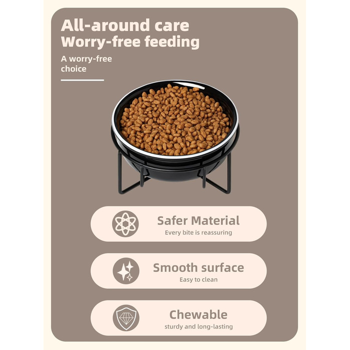 Керамічна миска для корму для маленьких собак GDCZ, підставка з металу, 425 мл, чорна