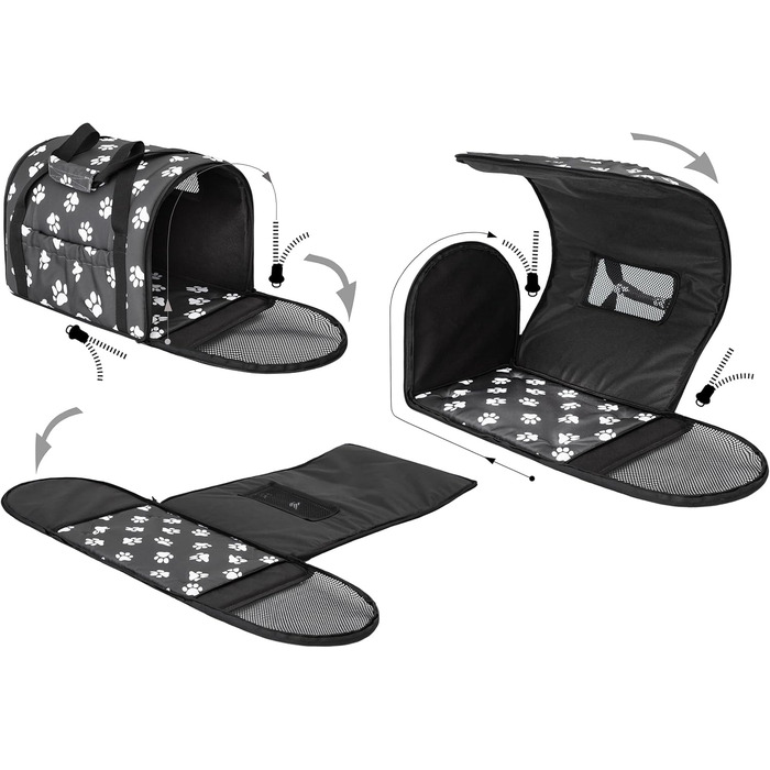 Транспортна сумка для собак і котів PillowPrim, Beige, 27x39x28 см, Графіт (лапки)