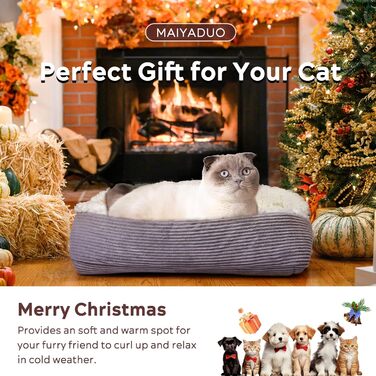 М'яке ліжко для котів, 60x45 см, плюшеве, для собак та котів, 2-в-1, ліжко-подушка, ліжко-ковдра, гніздо, ліжко (M:61x51 см)
