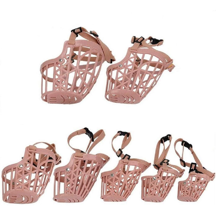 Набір масок-намордників для собак Beikalone (7 шт.), пластик, анти-гризун, регульовані, дихаючі, зручні