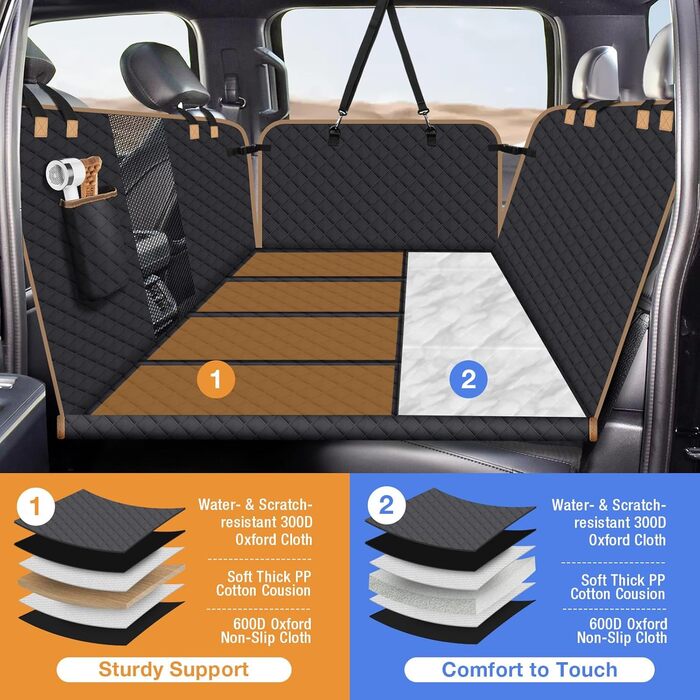 Покривало для собак на заднє сидіння авто, водонепроникне, XL (140x76x54 см), чорне - захист від бруду та подряпин