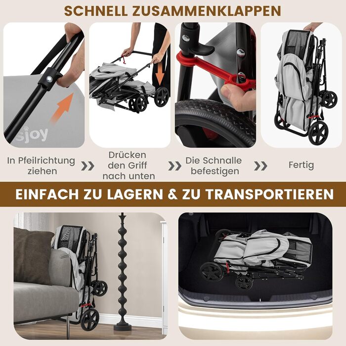 Візок для собак та котів COSTWAY 2-ярусний, до 16 кг, сірий