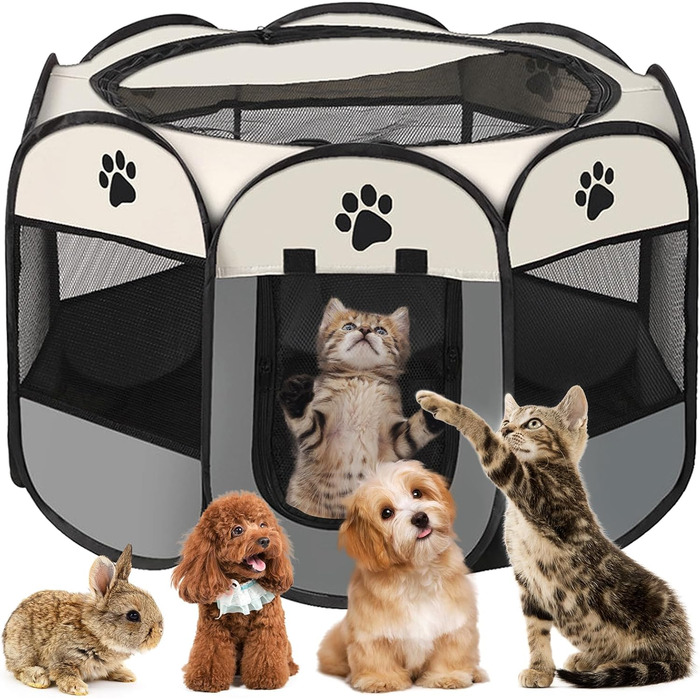 Складана переносна клітка-вольєр для собак та котів 74x74x43 см. Ідеально для цуценят, кроликів та інших дрібних тварин. Для дому та вулиці.