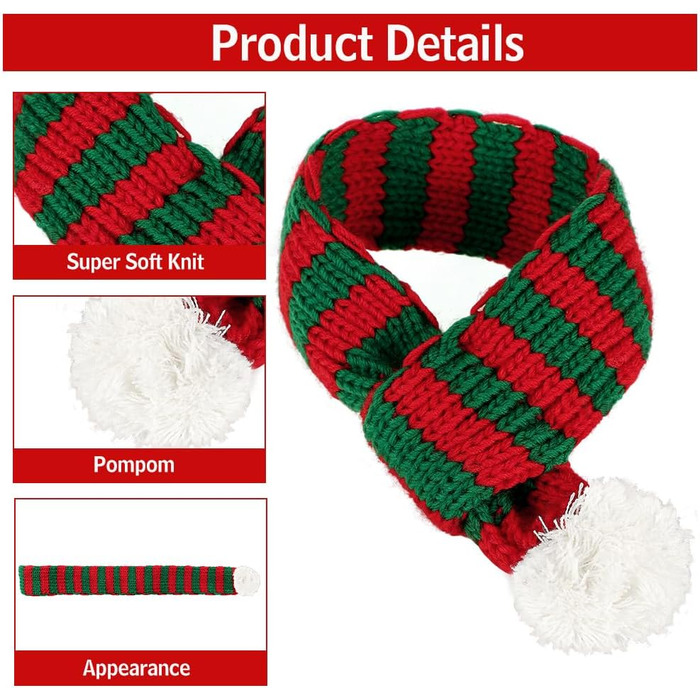 Шарф для кота та собаки на Новий Рік, костюм, червоний, для прикрашання, одяг для домашніх тварин, костюм на Новий Рік, червоно-зелений, середній, розмір M