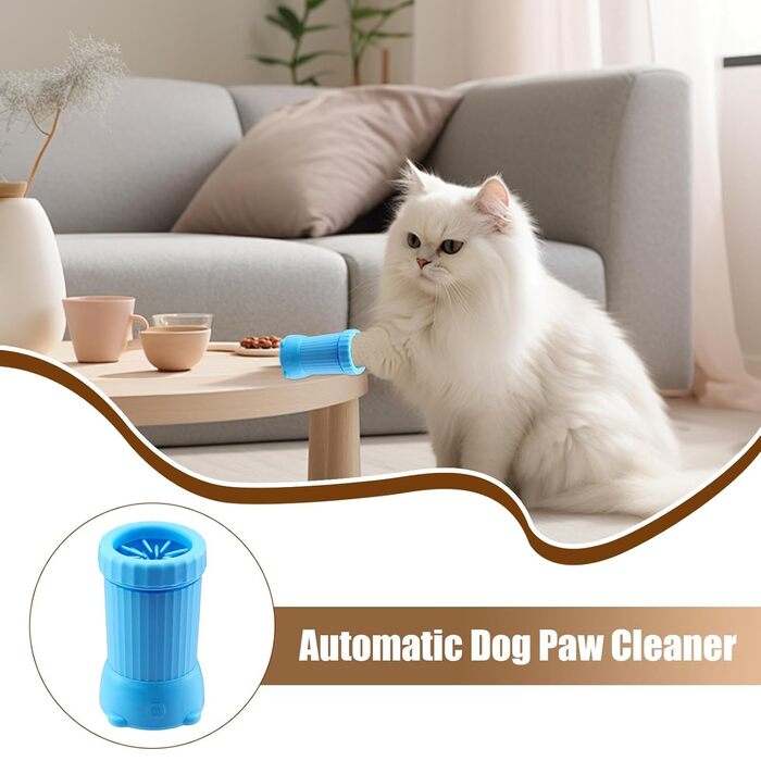 Електричний очищувач лап для собак та котів, USB, з контейнером, блакитний