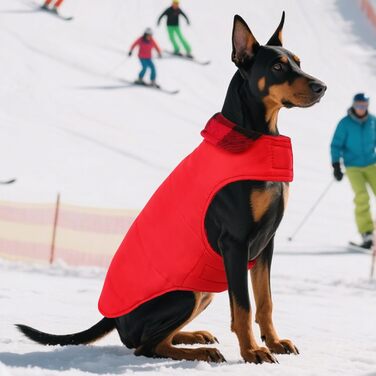 ASENKU Куртка для собак великих порід L, тепла зимова куртка, флісова жилетка, реверсивна водонепроникна вітрозахисна для холодної погоди, зимова куртка та зимовий плащ з отвором для шлейки L, червоний