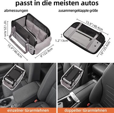 Транспортна сумка для собак та котів: для ветеринара, авто, літака. З подушкою та сталевим каркасом, до 6 кг (сіра)