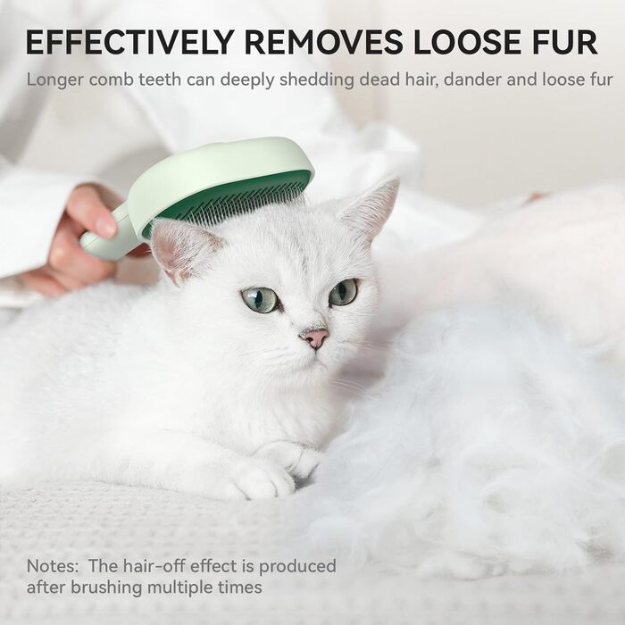 Щітка для котів Aumuca: для довгошерстих та короткошерстих, видаляє відмерле волосся, масажна, колір: лісовий зелений