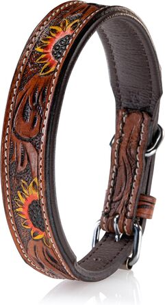 Стильне шкіряне нашийник для собак Джек Рассел від Unikat: ручна робота, з м'якою підкладкою. Нашийник з натуральної шкіри буйвола, для собак середніх порід. Розмір L (40-49,5 см)