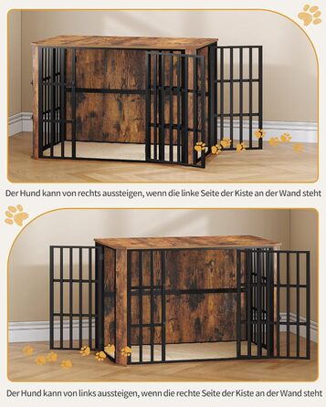 Дерев'яний вольєр для собак Hzuaneri DFC86801B (XXL) 120x75x81 см, з годівницею, вінтажний коричневий, для дому