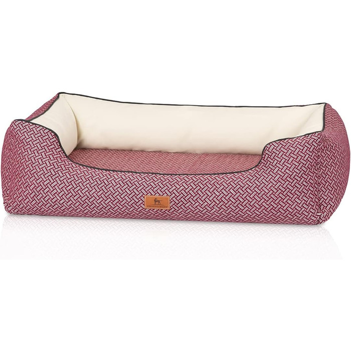 Ортопедичне собаче ліжко Knuffelwuff Sanford XXXL, 155 x 105 см, червоне - зручне собаче ліжко з піднятими бортиками та знімним чохлом, легко мити, для великих, середніх та маленьких собак
