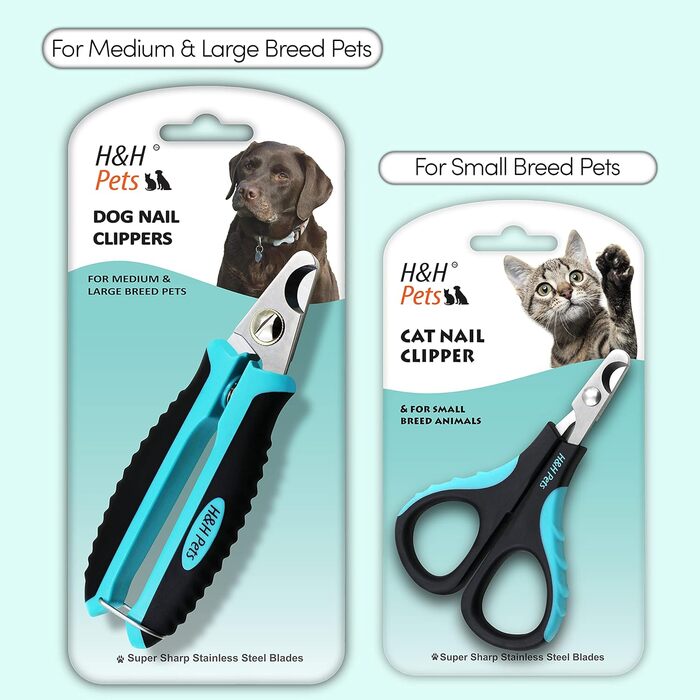 Кігтеріз H&H Pets для котів і дрібних тварин, леза з нержавіючої сталі, нековзна ручка, професійний інструмент для грумінгу вдома