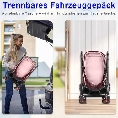 Візок для тварин Homewell: легкий, зручний, до 20 кг (рожевий)