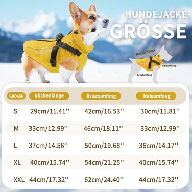 Теплий зимовий одяг для собак: жовтий пуловер/манта XL для маленьких собак, з відбиваючими елементами та дзвінком