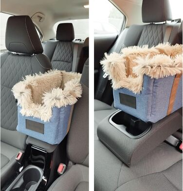 Автомобільний підлокітник для собак | Універсальний, миючий, зносостійкий, для середніх консолей, передніх/бічних сидінь, заднього ряду | Сумка для собак, для маленьких порід | Колір: Джинс