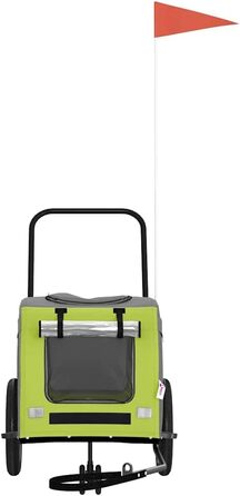 Причіп для тварин на велосипед з місцем для зберігання, зелено-сірий, для собак та котів