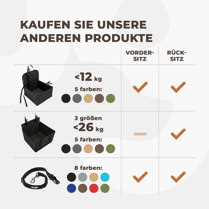 Авторемень для собак Wuglo 30-95 см - для автокрісла безпеки, з гачком та пряжкою, регульований, універсальний (Хакі)